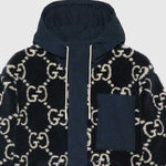 Gucci GG Fuzzy Fabric Jacquard Jacket 'Dark Blue' 771121-XJF4D-4100