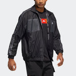 adidas limited Reversible Fleece Lined Colorblock Stand Collar logo Jacket Black HC0268