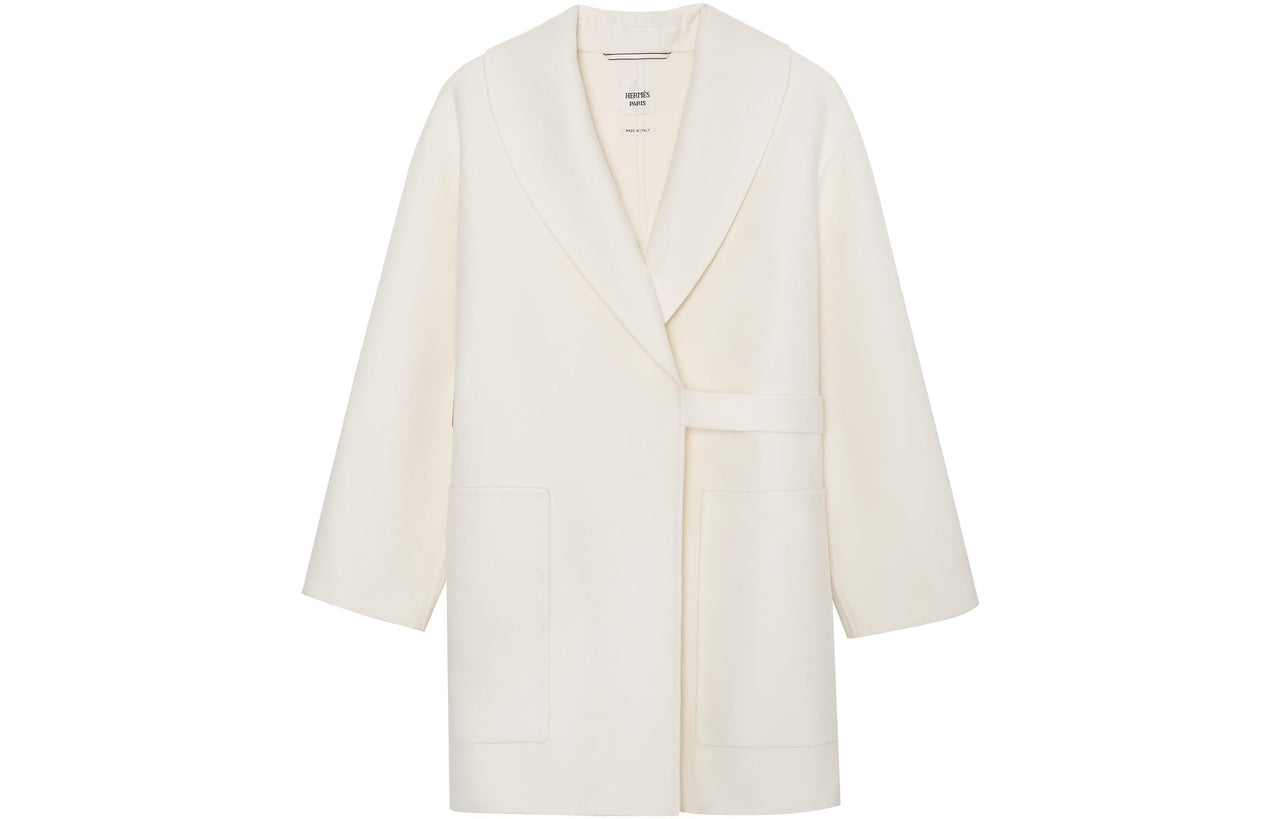 HERMES Coats Women's Spring Coat Ecru