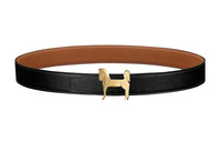 HERMES Cow Leather Leather Belts Men's Width: 3.2cm