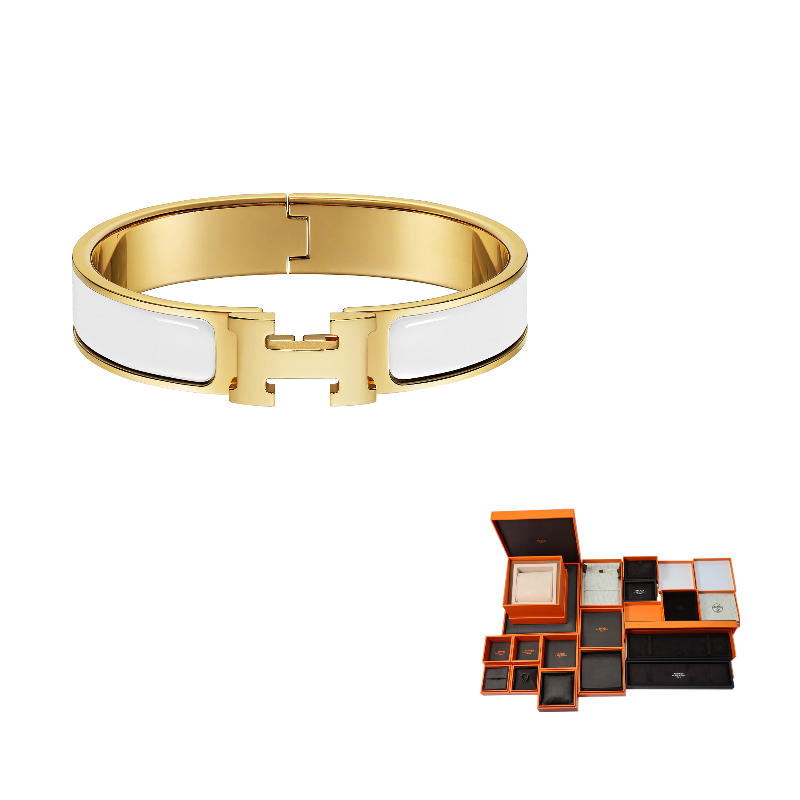 HERMES 20th Century Narrow Enamel Clic H Bracelet Pm Costume Bracelet