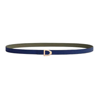 HERMES Metal, Calfskin, Rose Gold Leather Belts Women's Verona Green/Sapphire Blue Width 1.3CM