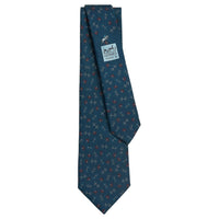 HERMES Mulberry Silk Ties Men's Marine Blue