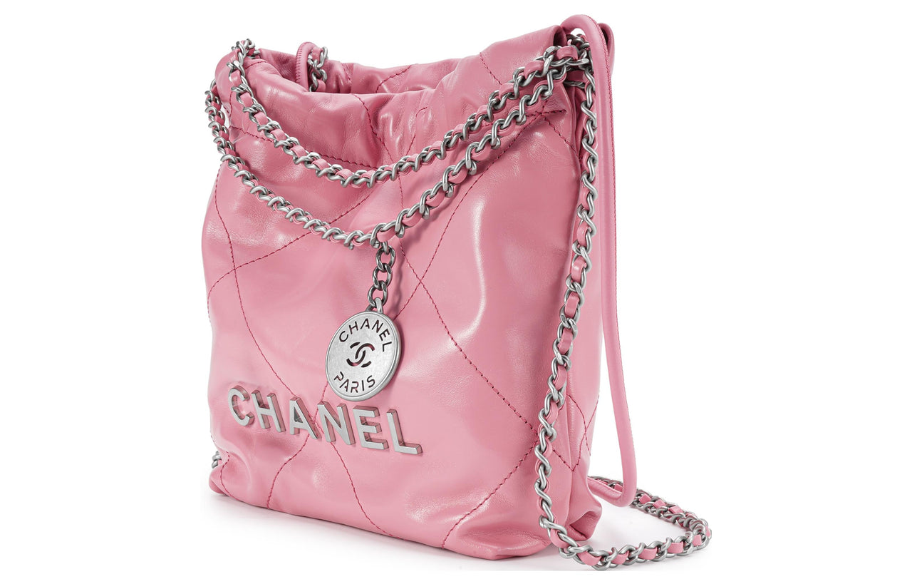 CHANEL 22Bag Shiny Calfskin Bucket Bags Crossbody Bag Shoulder Bag Mini Women's Pink