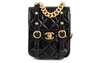 CHANEL Calfskin Messenger Bag With Cell Phone Pouch One Shoulder Handbag Crossbody Bag Mini Women's Black