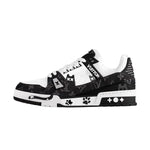 LOUIS VUITTON Panda Kitten Low-Top Skateboard Shoes Unisex Black White