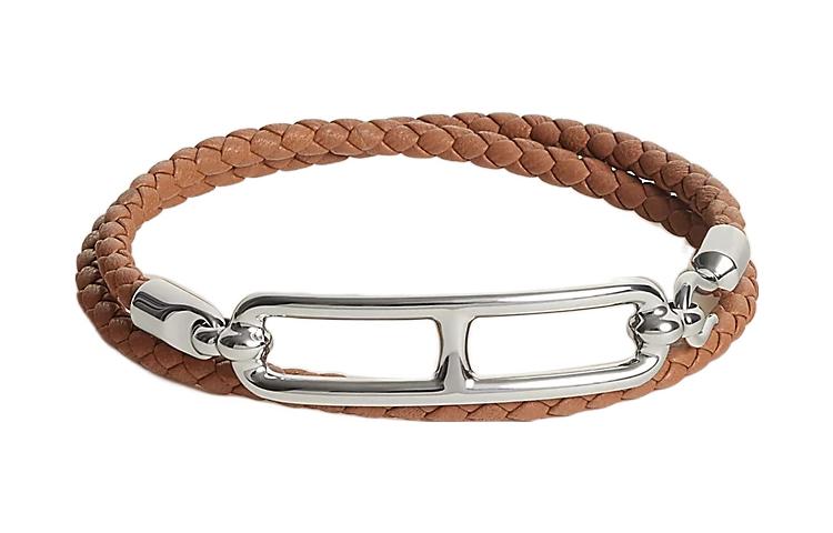 HERMES Leather Bracelets Unisex Brown