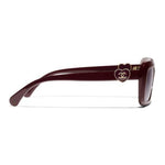 CHANEL Acetate Square Sunglasses Women's Red