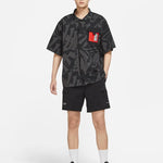 Men's Air Jordan Logo Full Print Chest Zipper Cardigan Short Sleeve Black Shirt DM3109-010