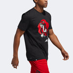 Men's adidas Casual Sports Printing Round Neck Pullover Short Sleeve Black T-Shirt DQ0922