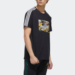 Men's adidas neo Casual Breathable Sports Stripe Printing Short Sleeve Black T-Shirt GK5871