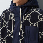 Gucci GG Fuzzy Fabric Jacquard Jacket 'Dark Blue' 771121-XJF4D-4100