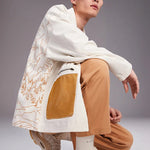 Li-Ning Back landscape Pattern Printing lapel single breasted Jacket 'White' AFDS237-2