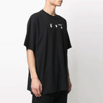 Off-White SS21 Peace Worldwide Logo Printing Short Sleeve Loose Fit Black OMAA038R21JER0081055