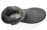 (WMNS) UGG Mini Bailey Button Bling Mid Tops Fleece Lined Gray 1016554-GREY
