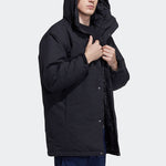 adidas Cb Mid Parka Logo Solid Color Mid-Length Sports Hooded With Down Feather Jacket Black H20764