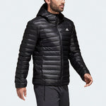 adidas MENS Casual Sports Hooded Down Jacket Black BQ7782