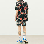 Vans Unisex Flowers Printing Short Sleeve Shirt Black Blue VN0A5E6HZCS