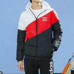 adidas neo Contrast Color Stitching Sports Stay Warm White hooded down Jacket Colorblock H45268