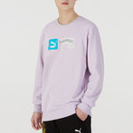 PUMA Logo Pattern Printing Sports Round Neck Pullover Purple 536304-17