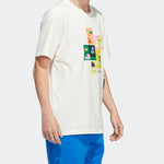 Men's adidas SS22 Pattern Printing Round Neck Short Sleeve White T-Shirt HM9247