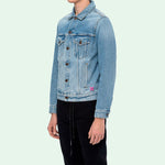 Off-White Spray Paint Graffiti Jacket Men Blue OMYE005E193860457128