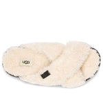 (WMNS) UGG Fuzz Sugar Cross Slide 'Natural Black' 1120860-NBLC