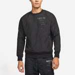 Men's Nike Solid Color French Terry Breathable Round Neck Pullover Long Sleeves Black DD5938-010