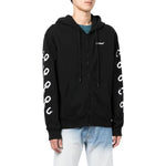 Men's Off-White FW22 Chain Logo Printing Zipper Loose Fit Autumn Black OMBE013F22FLE0061001