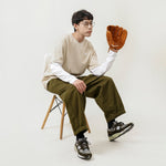 New Balance Contrasting Colors Sports Round Neck Pullover Apricot Color T-Shirt 5DC16063-BEI