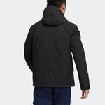 adidas Solid Color Alphabet Short Zipper Hooded Down Jacket Men's Black HG3927