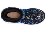 (WMNS) UGG Classic Short Stellar Sequin Snow Boots Black/Blue 1112514-BLK