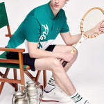 FILA Contrasting Colors Alphabet Printing Tennis Short Sleeve Polo Shirt Green A11M123153F-GN