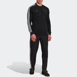 Men's adidas Stripe Round Neck Long Sleeves Black T-Shirt HG7747