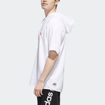 Men's adidas neo Logo Embroidered Sports Pullover Hooded Short Sleeve White GP5824