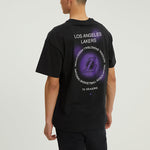 Nike x NBA Crossover Los Angeles Lakers Courtside Pattern Printing Round Neck Short Sleeve Black DH6737-010