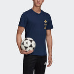adidas Fra Ci Tee Soccer/Football Sports Embroidered Logo Printing Knit Short Sleeve Navy Blue FK3574