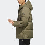 adidas Rev 3st Down Ho Stay Warm Reversible Outdoor hooded down Jacket Khaki Brown EH4009