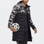 adidas Manchester United Embroidered mid-length Windproof Stay Warm hooded down Jacket Black FR3867