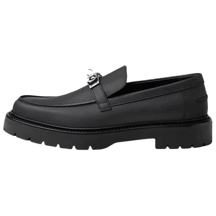 HERMES Icone Loafers Men's Black