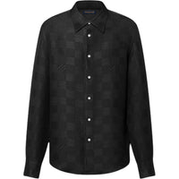 LOUIS VUITTON 1AHCGA Jacquard Damier Long-Sleeved Silk Shirt