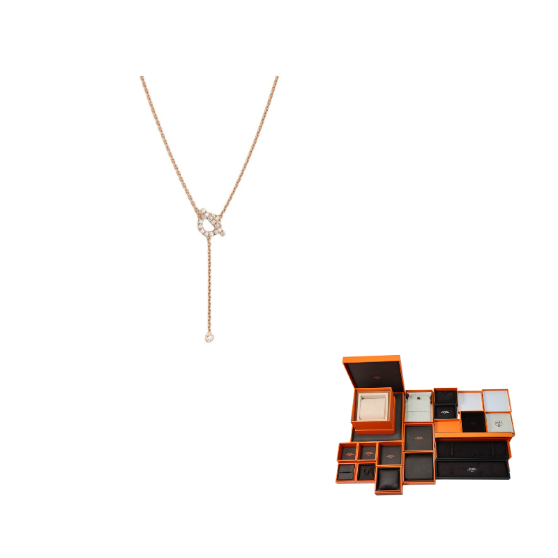 HERMES 18K Rose Gold Necklaces Women's Rose Gold