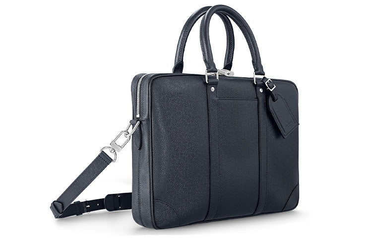 LOUIS VUITTON Cow Leather Laptop Bags Shoulder Bag Crossbody Bag Handbag Briefcases Small Size Men's Dark Blue