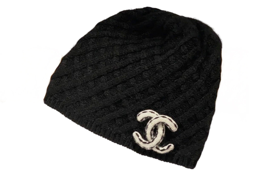 CHANEL Yarn Beanies Unisex Black