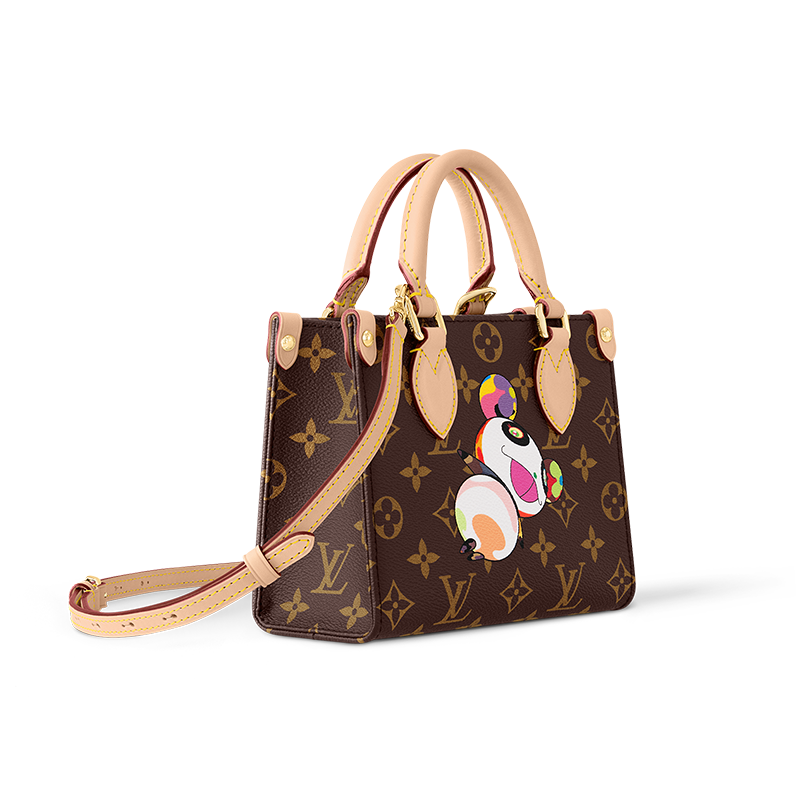 LOUIS VUITTON Takashi Murakami Village Co-Financing ONTHEGO Leather Trim Handbag Women's Brown