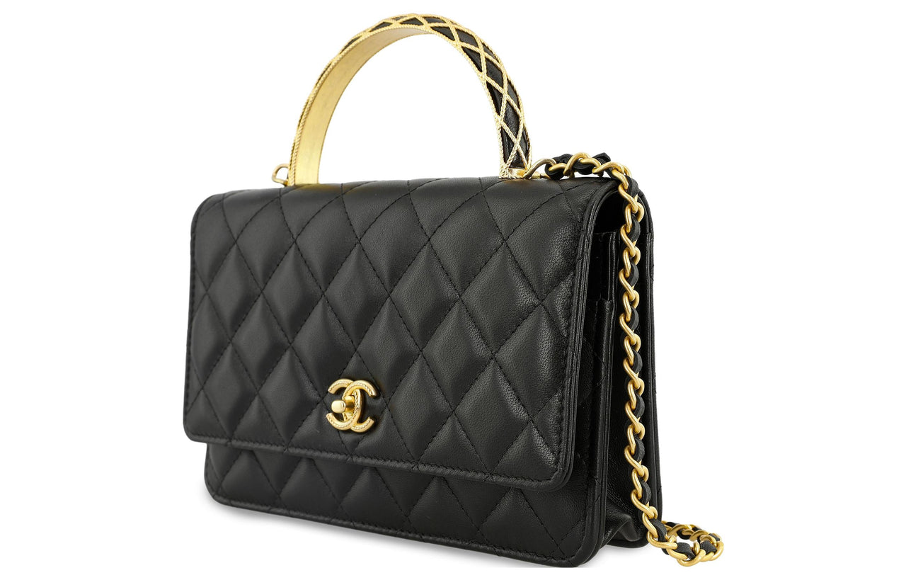CHANEL Sheepskin Chain Shoulder Bag Crossbody Bag Regular Women's Black