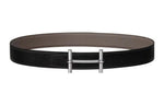 HERMES Togo Calfskin Double-Sided Leather Belt Leather Belts Women's Black/Tin Gray Width: 3.2cm
