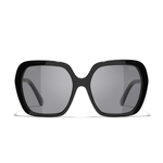 CHANEL Acetate Metal Acetate Square Sunglasses Unisex Black Silver