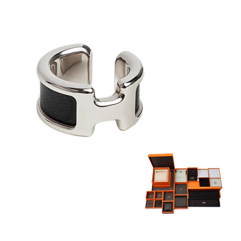 HERMES Palladium Plated Clip On Earrings Men's Multicolor
