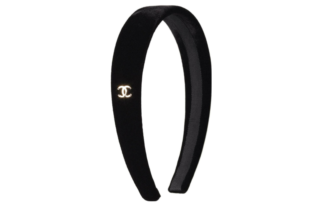 CHANEL Velour Headbands Women's Black